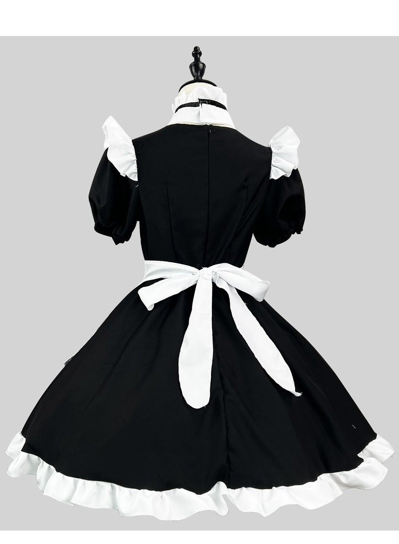 Loquat Bowtie Maid Japanese Anime Cosplay Clothing Black - Image 3