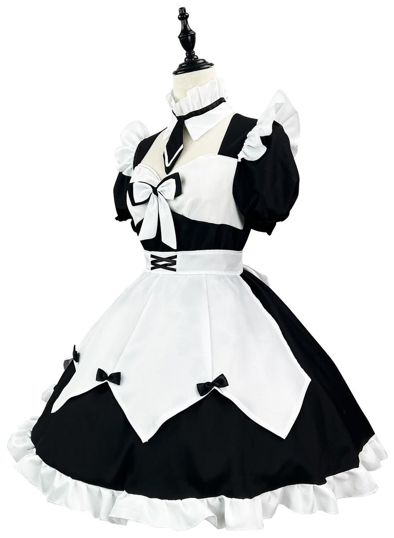 Loquat Bowtie Maid Japanese Anime Cosplay Clothing Black - Image 2