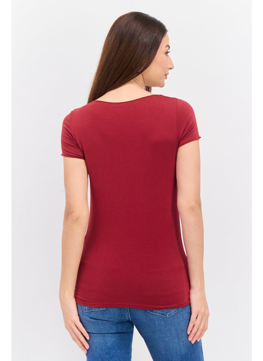 Pepe Jeans Women Scoop Neck Short Sleeve Graphic Print T Shirt, Red  - Image 3