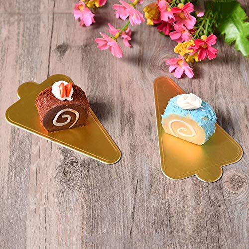 HANSGO Triangle Cake Bases, 100PCS Mini Cake Board Mousse Cake Cardboards Dessert Display Trays Golden Pastry Plates - Image 4