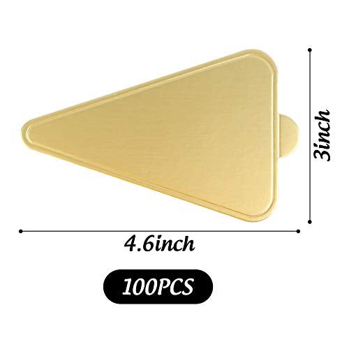 HANSGO Triangle Cake Bases, 100PCS Mini Cake Board Mousse Cake Cardboards Dessert Display Trays Golden Pastry Plates - Image 2