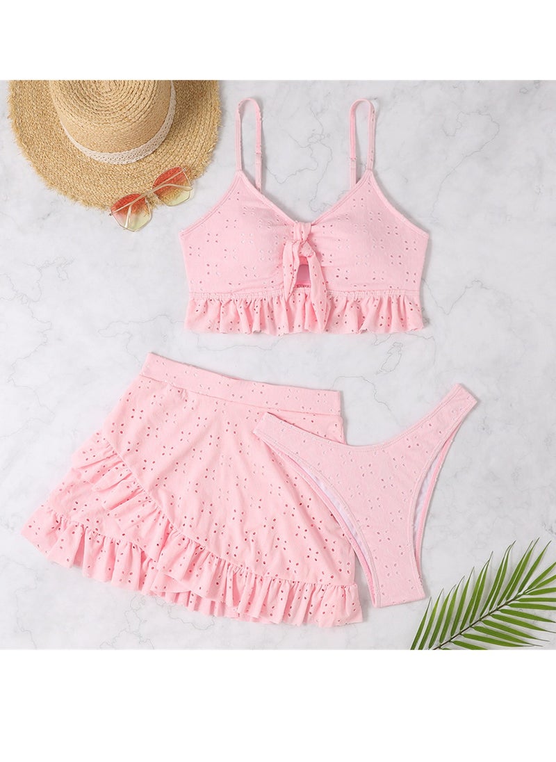 Generic 3pcs solid color swimsuit bikini swimsuit set  - Image 2