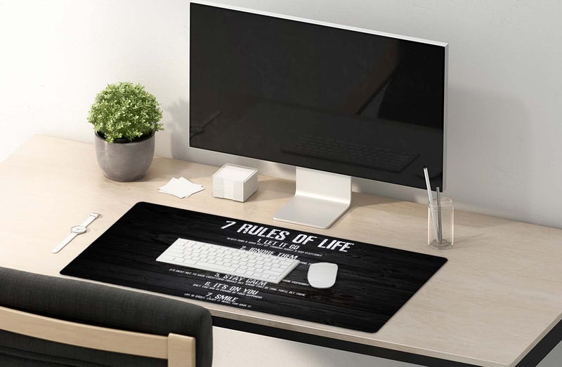 SSOIU 7 Rules of Life Motivational Quotes Mouse Pad 35.5 X 15.7 Inch XXL Full Desk Mousepad Extended Large Non-Slip Rubber Base Waterproof Big Keyboard Mat with Stitched Edges for Gaming and Office - Image 5