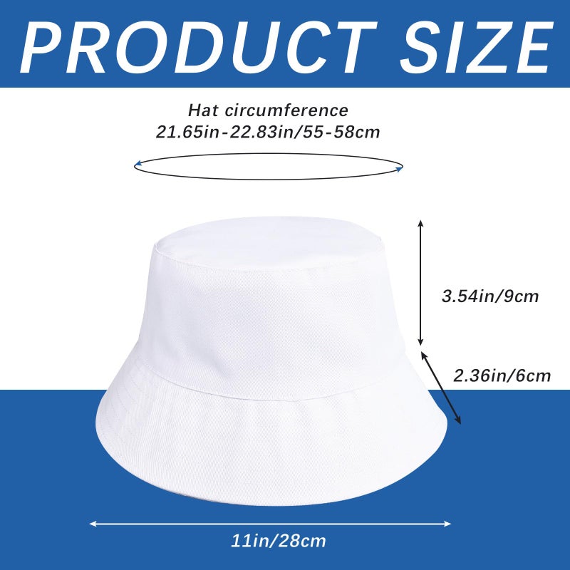 DASSNANE 8 PCS Cotton White Bucket hat Blank Bucket Hat for tie dye Bulk Double Sided Wearable for Men and Women Suitable for Summer Beach Outdoor Camping Solid Color Hand Painted Sun Cap - Image 2