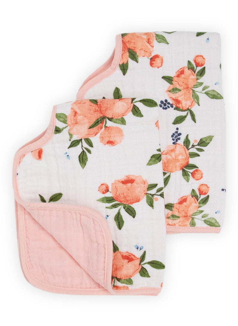 little unicorn - Burp Cloth 2 Pack - Watercolor Roses 2 - Image 1