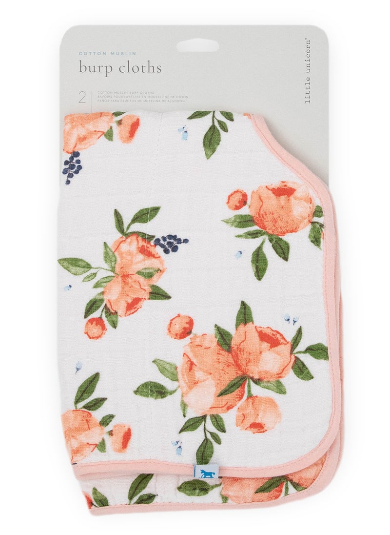 little unicorn - Burp Cloth 2 Pack - Watercolor Roses 2 - Image 1