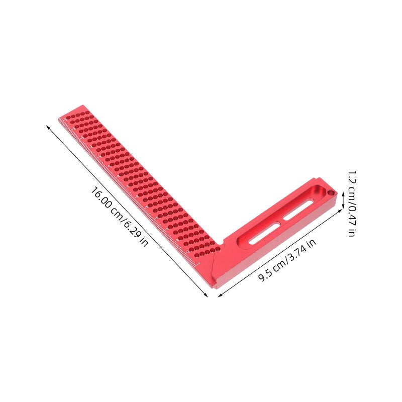 Aluminum Alloy Carpenter Square 45 90 Degree Ruler with Hole for Woodworking Measurement - Image 3