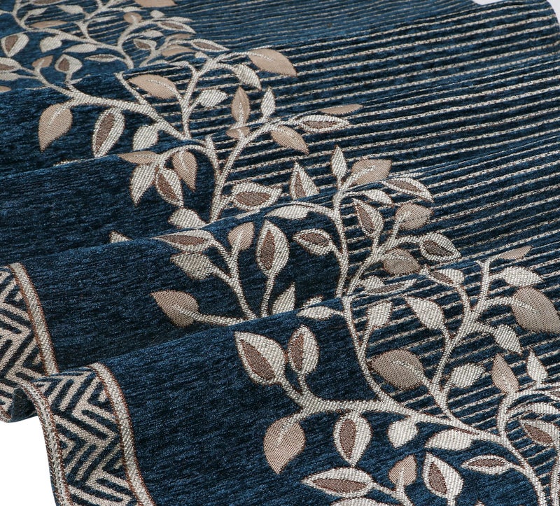 Nendle Superior Velvet Floral Sofa Mat 5 Seater Set Durable Protector for Living Room Mat 3 Seater and 2 Seater, Suitable for L Shape, Sectional and U Shape Sofa (Blue, Pack of 2) - Image 2