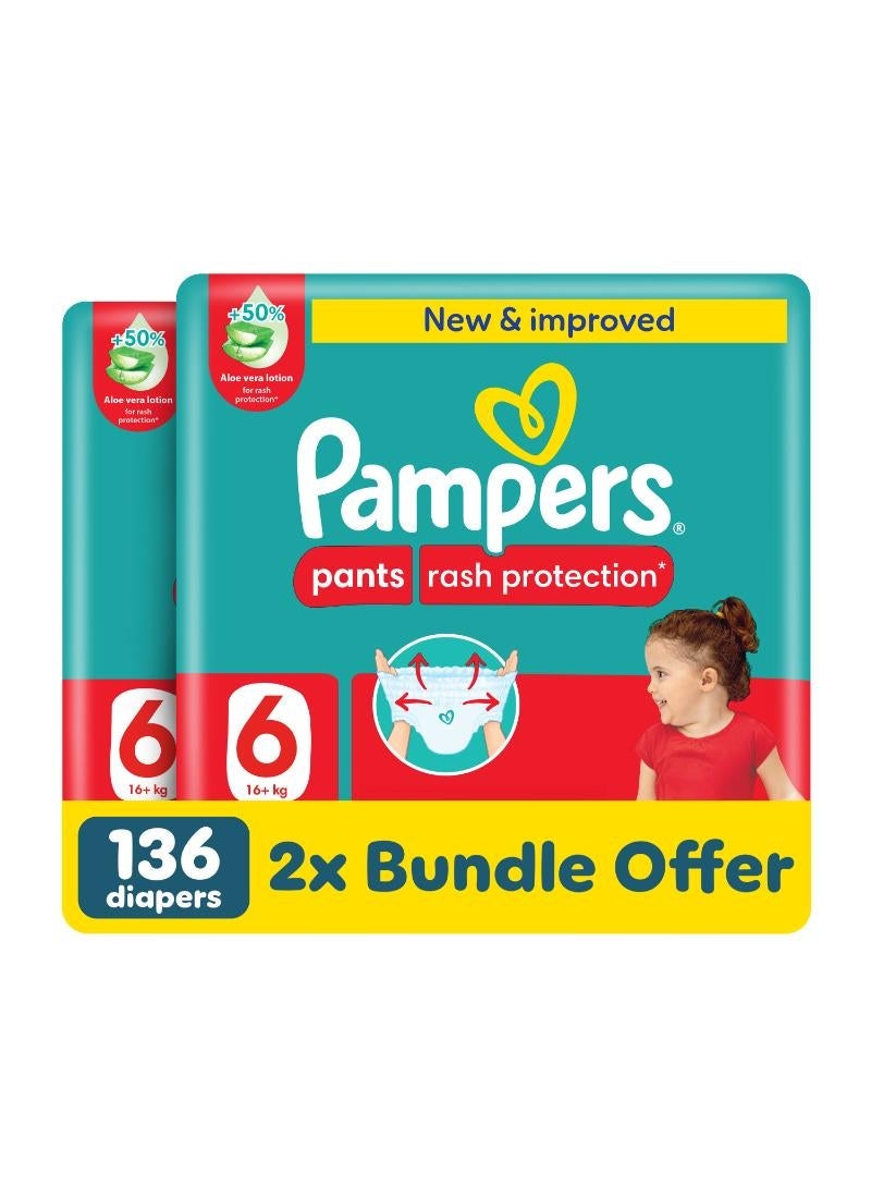 Rash And Leakage Protection Size 6 16+kg Pant Diapers With Aloe Vera Lotion