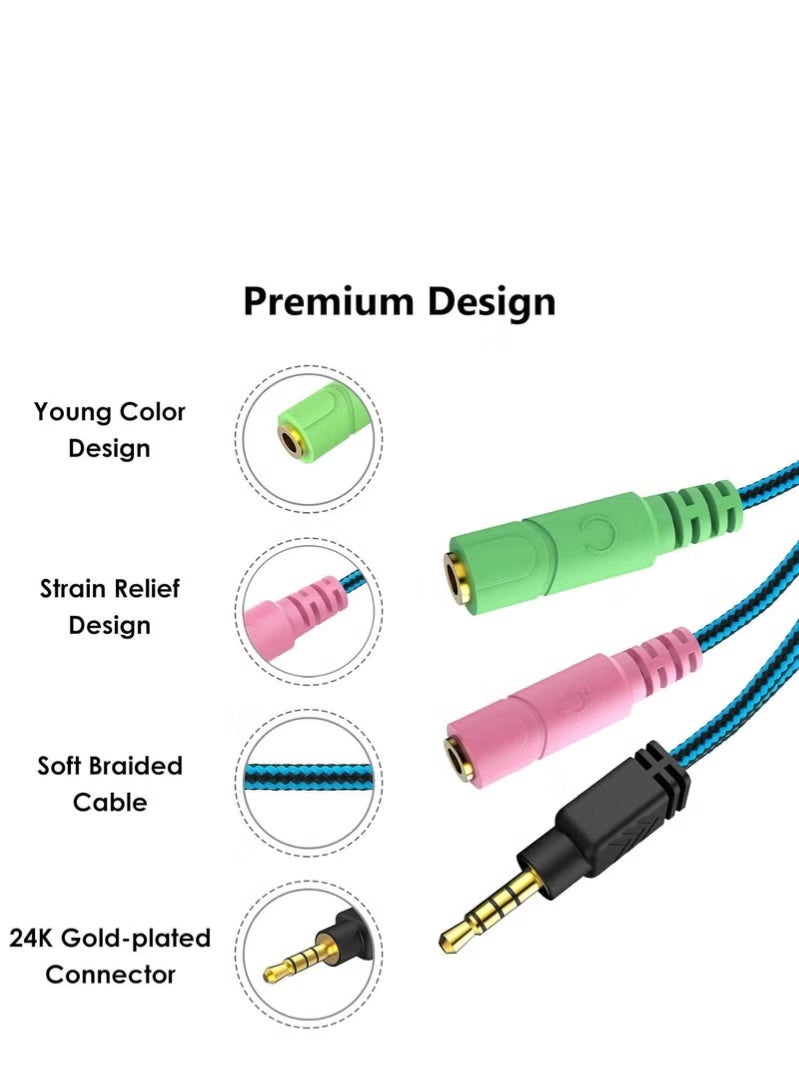 KOTION EACH 3.5mm Headphone Splitter, Hi-Fi Sounds Extension Cable Audio Stereo Y Splitter, 3.5mm Male to 2 Female (TRRS - 4 Pole) Headset Splitter, Aux Jack Splitter Compatible with PS4, Switch, Phone & More, Multidevice Compatibility, Gaming Headset Adapter, Compact Design, Portable Adapter, Durable Connector, Highquality Wiring, Trrs Connector, Music Enthusiasts, Mobile Users - Image 5