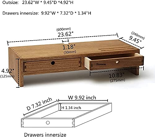 Streem Wooden Computer Monitor Stand, Monitor Riser Desk Shelf Desktop Stand TV Laptop Riser with Keyboard Storage Desk (Walnut Finish) - Image 5
