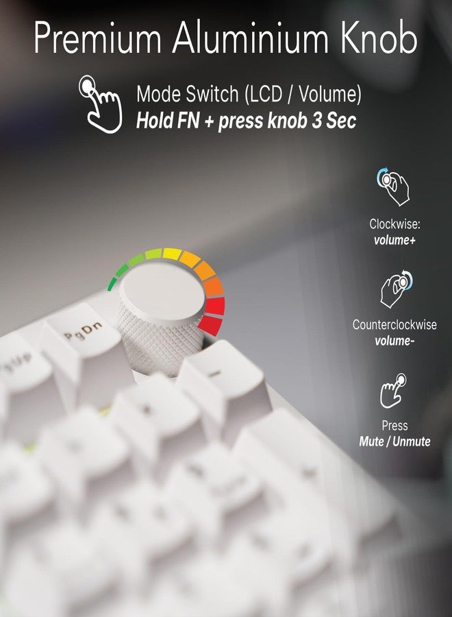 TECWARE Spectre 96% RGB Mechanical Gaming Keyboard with Customizable LCD Screen, Multi-Function Knob, Gasket Mount, South Face 5-Pin Universal Hot-Swappable Sockets White Candy Red Switch - Image 5