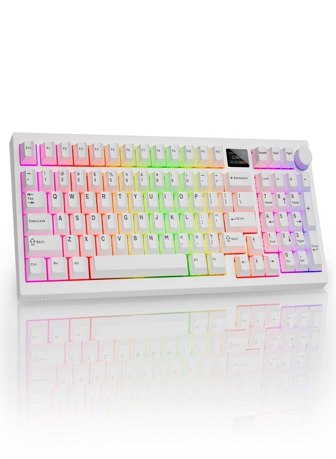 TECWARE Spectre 96% RGB Mechanical Gaming Keyboard with Customizable LCD Screen, Multi-Function Knob, Gasket Mount, South Face 5-Pin Universal Hot-Swappable Sockets White Candy Red Switch - Image 1