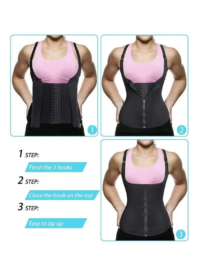 Ocean Women's Waist Trainer Corset Front Zippers Shapewear, Women's Shapewear Waist Cinchers Waist Trainer, Women's Body Slimming Corsets Sports Shaper Belt Restraint Belt Shapewear, Black - Image 4