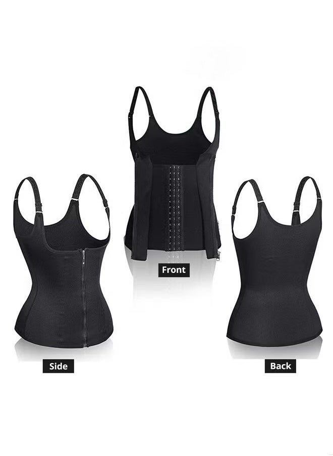 Ocean Women's Waist Trainer Corset Front Zippers Shapewear, Women's Shapewear Waist Cinchers Waist Trainer, Women's Body Slimming Corsets Sports Shaper Belt Restraint Belt Shapewear, Black - Image 3