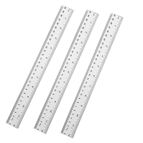 YouOKLight Clear 12 inch Plastic Metric Transparent Ruler - Pack of 3 for Kids, School, Office, Drafting - Image 1