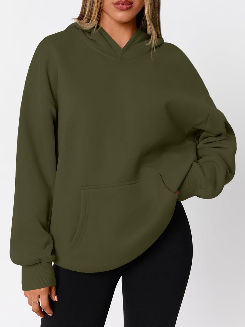 WYNNQUE Hoodies for Women Oversized Sweatshirts Fall Fashion Outfits 2026 Casual Sweaters Tops Fleece Plus Size Workout Comfy Winter Clothes ArmyGreen XS - Image 2