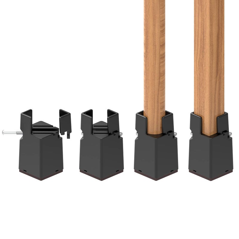 RCHYFEED Adjustable Bed Risers 75cm with Screw Clamp 3 inch Furniture Risers Heavy Duty 4 Pack Sofa Table Chair Risers for SquareRound Furniture Legs Diameter 0816 Supports 20000 lb Black