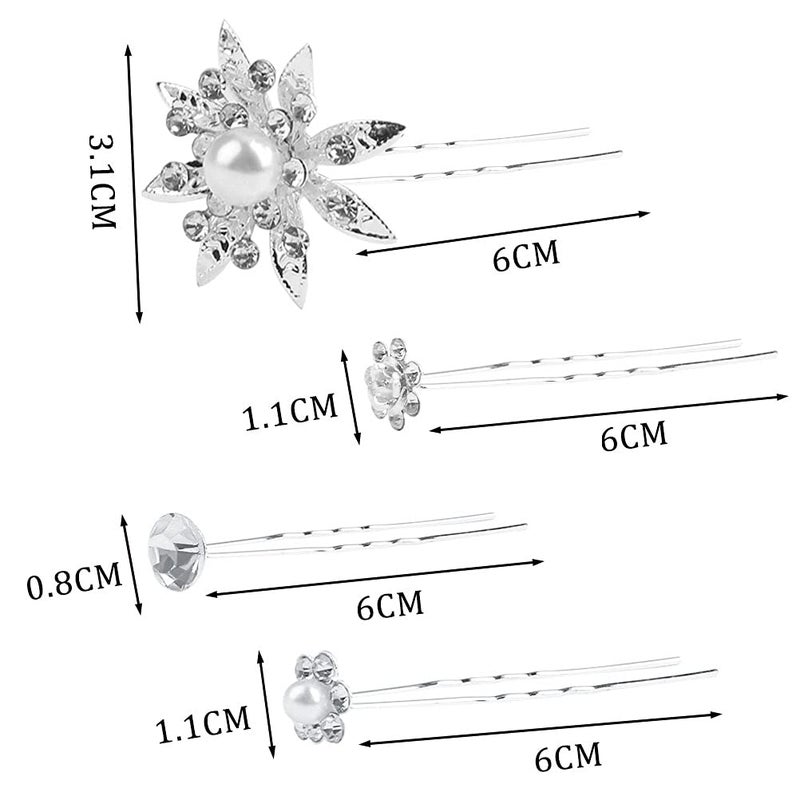 SUMAJU 40 Pieces Bridal Hair Pins, Clips and Barrettes with Crystal Pearl Flowers, Women's Proms Hair Jewelry Accessories, Gift Stocking Stuffers for Girls - Image 3