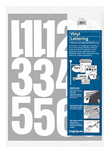 Chartpak Self-Adhesive Vinyl Numbers, 4 Inches High, White, 23 per Pack (01196) - Image 1
