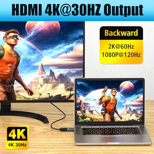 AGVEE 1 Pack Display Port to HDMI 4K@30HZ Adapter, Alloy Shell DP Displayport PC to HDMI Display Coulper Converter, Backward Compatibile with 2K@60HZ 1080P@120HZ Full HDTV, Uni-Directional, Gray - Image 3