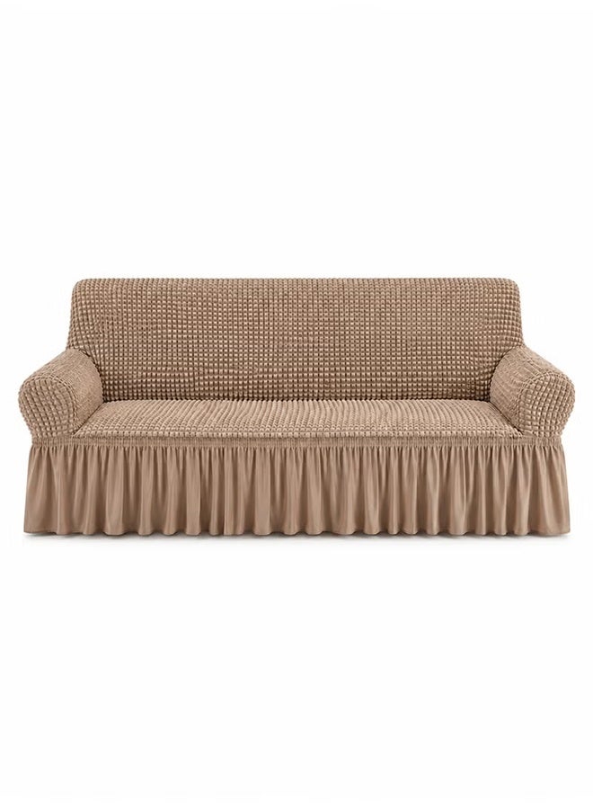Arabest sofa cover 3 seater Super Stretchable Wrinkle-free Full Coverage Couch Slipcover Exquisitely Detailed Slip Flexible Resistant Jacquard Sofa Cover Khaki Brown 180-270cm - Image 2