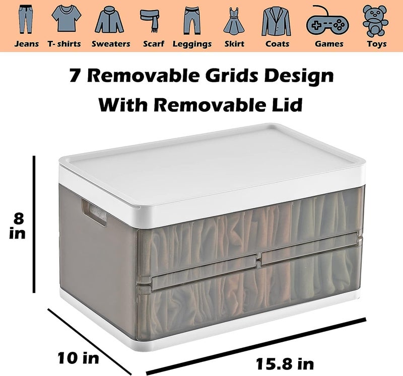 Jumix Jumix Clothes Organizer for Folded Clothes Plastic Closet Organizers and Storage Stackable Storage Bins with Lids Drawer Organzier Tshirts Jeans Pants Organzier for Closet 4 - Image 2