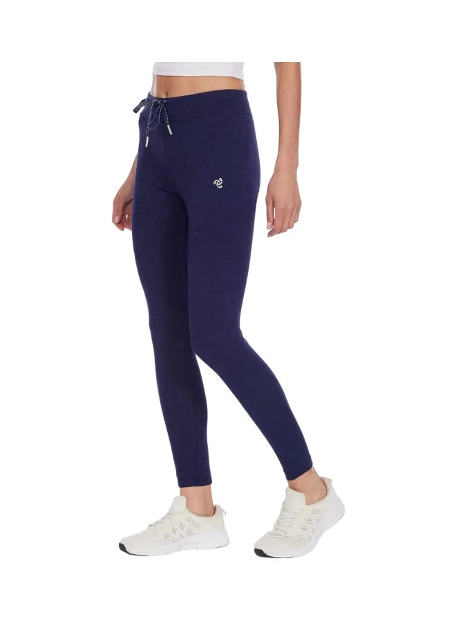 Jockey navy blue Women Slim Fit Combed Cotton Elastane Leggings AA01 Imperial Blue Melange Printed Large Blue L for Women | Best Price UAE