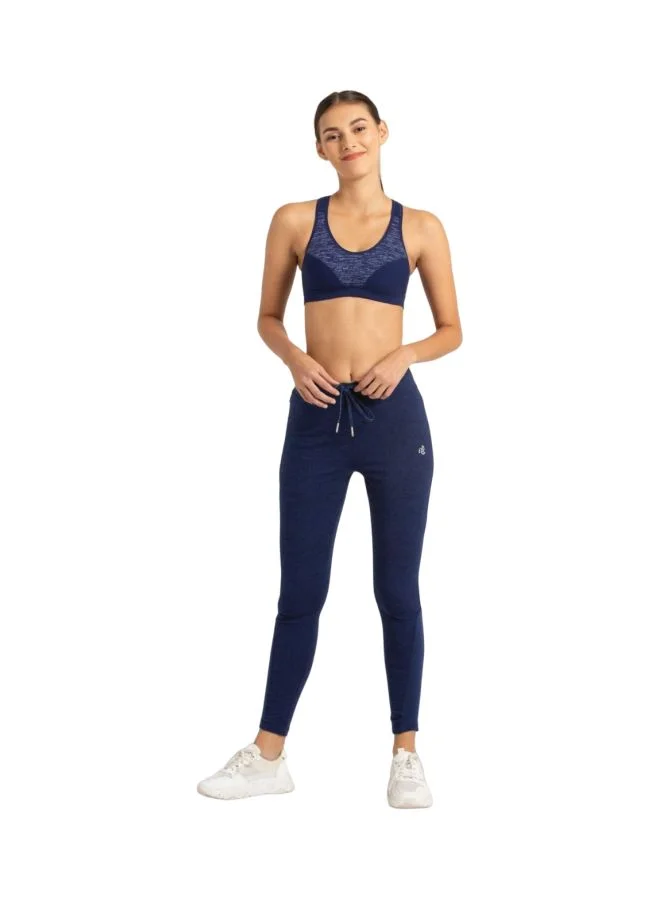 Jockey navy blue Women Slim Fit Combed Cotton Elastane Leggings AA01 Imperial Blue Melange Printed Large Blue L for Women | Best Price UAE