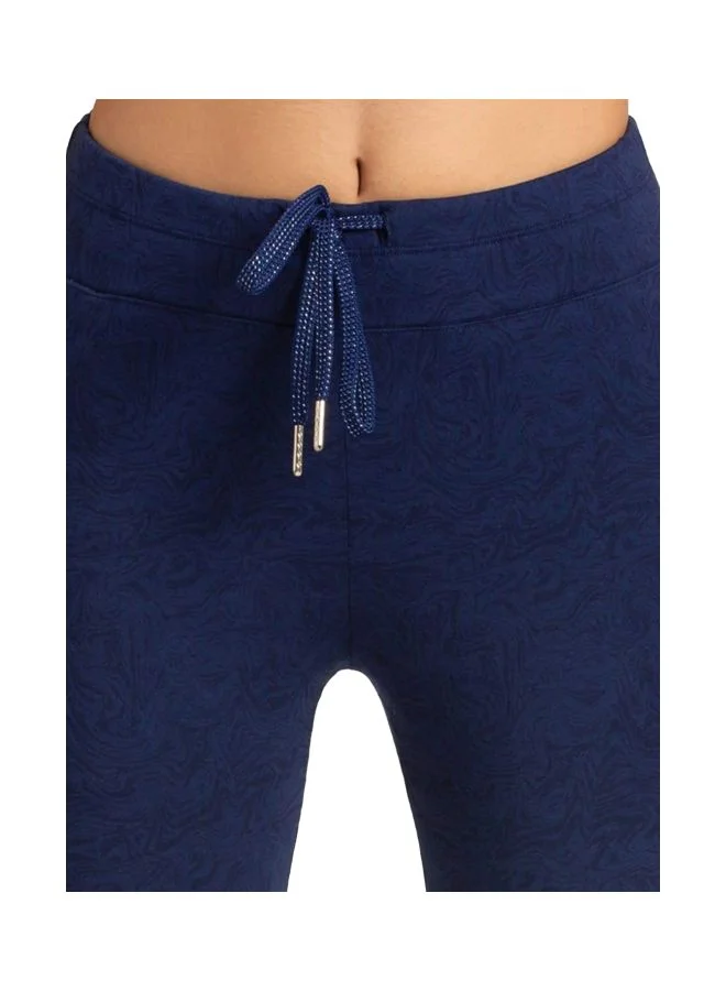 Jockey navy blue Women Slim Fit Combed Cotton Elastane Leggings AA01 Imperial Blue Melange Printed Large Blue L for Women | Best Price UAE