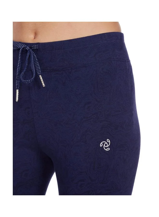 Jockey navy blue Women Slim Fit Combed Cotton Elastane Leggings AA01 Imperial Blue Melange Printed Large Blue L for Women | Best Price UAE