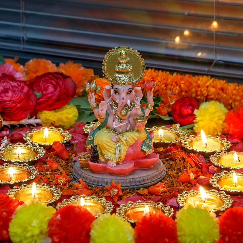 alikiki Hindu God Ganesha Idol Statue - 6.8" Hindu Murti Lord Ganesh Ganpati for Home Office Altar Mandir Temple Pooja Item Meditation Yoga Room Spiritual Decor Diwali Puja Gifts - Image 2