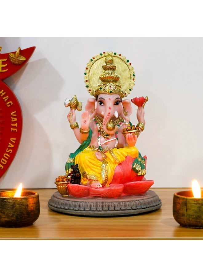 alikiki Hindu God Ganesha Idol Statue - 6.8" Hindu Murti Lord Ganesh Ganpati for Home Office Altar Mandir Temple Pooja Item Meditation Yoga Room Spiritual Decor Diwali Puja Gifts - Image 3
