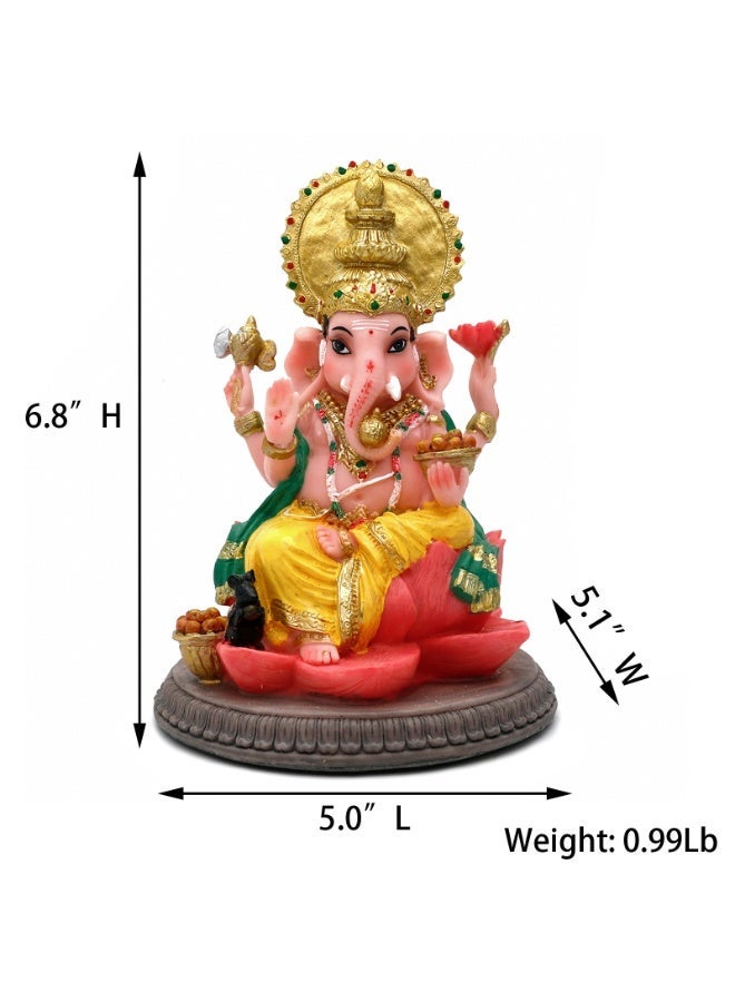 alikiki Hindu God Ganesha Idol Statue - 6.8" Hindu Murti Lord Ganesh Ganpati for Home Office Altar Mandir Temple Pooja Item Meditation Yoga Room Spiritual Decor Diwali Puja Gifts - Image 5