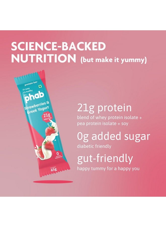 Phab Strawberries & Greek Yogurt Protein Bars with 21g Protein,No Added Sugar | High Fibre, No Trans Fat & No Preservatives | Diabetic Friendly | Healthy & Tasty | GMO Free (Pack of 6x 65g) - Image 5