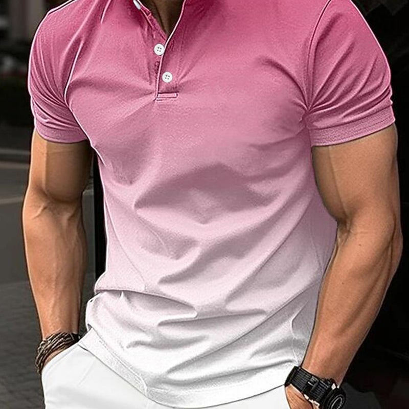 2024 Spring Summer Mens Gradual Casual Polo Navy blue - Image 3