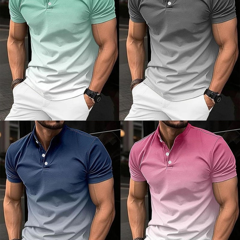 2024 Spring Summer Mens Gradual Casual Polo Navy blue - Image 5
