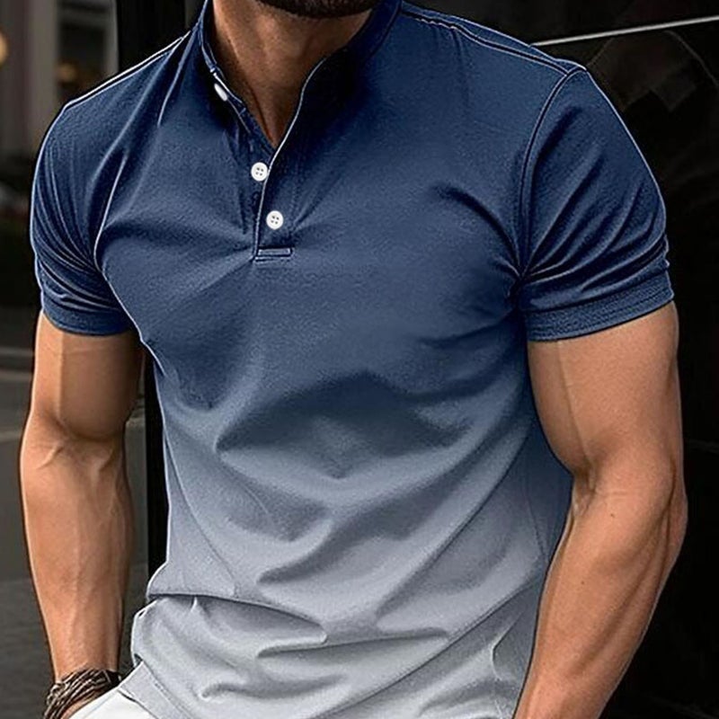 2024 Spring Summer Mens Gradual Casual Polo Navy blue - Image 1