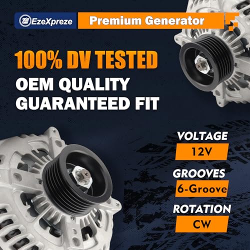 E EZEXPREZE Ezexpreze Alternator Compatible with Ford F-150 F150 2015-2020 5.0L V8, 12V 240A 6-Groove Pulley Clockwise, OE# 44000 42103 FL3T10300JA FL3Z10346G HL3710300FA HL3Z10346F 1042110081 1042110080 - Image 3