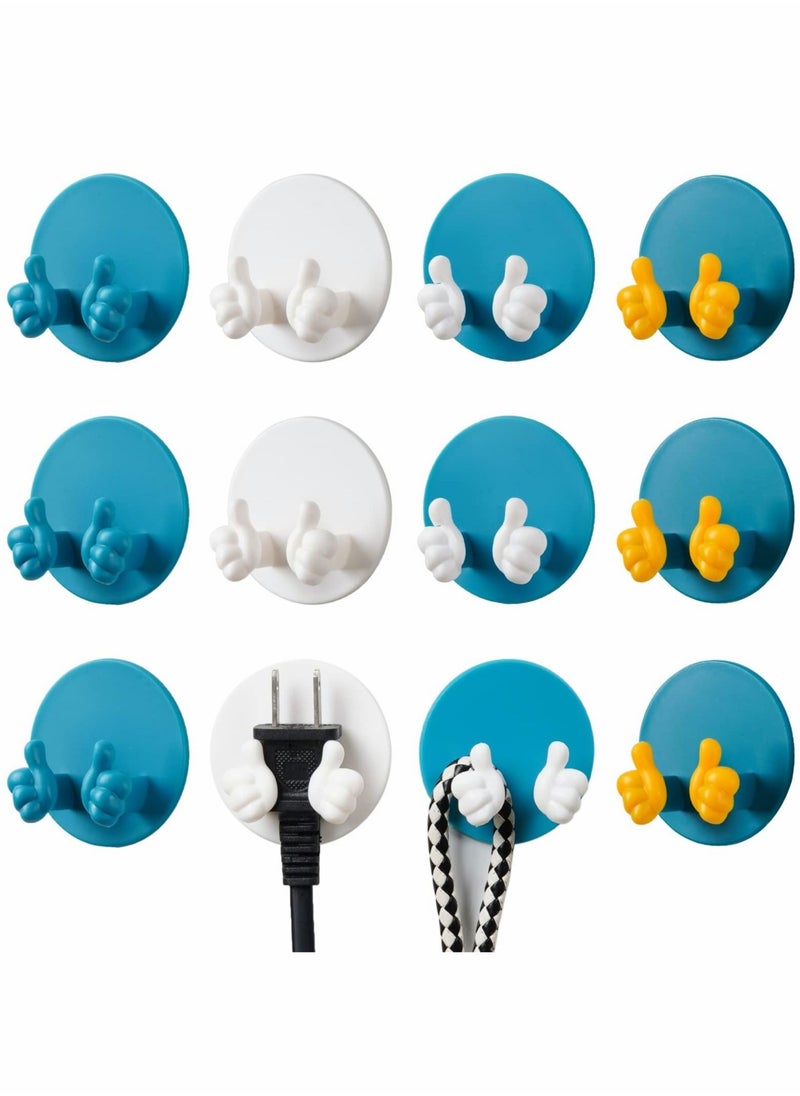 Excefore - Self Adhesive Hooks Heavy Duty Thumb Wall Hook for Hanging Towel,Key,Clothes, Plug Round Thumb Hook for Hanging in Kitchen Bathroom Dorm Room Storage Organization 12 Pcs - Image 1