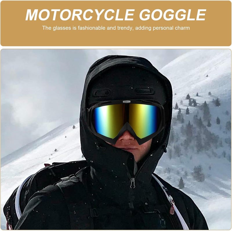 Motorcycle Goggles Bike Goggle with Dustproof Windproof Gold Lens Protective Eyewear for Outdoor Sports Riding Men Safety Cycling Glasses - Image 3