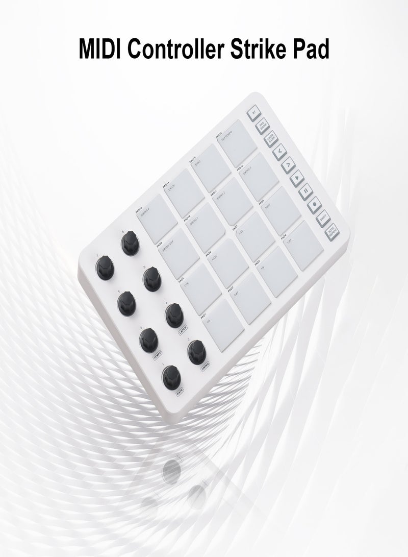 SKYFOX MIDI Controller Strike Pad RGB Backlight MIDI Keyboard BT Connection Low Latency 3.5mm Output Interface ith 16 Strike Pads 8 Assignable Knobs Note Repeat Portable MIDI Pad - Image 2