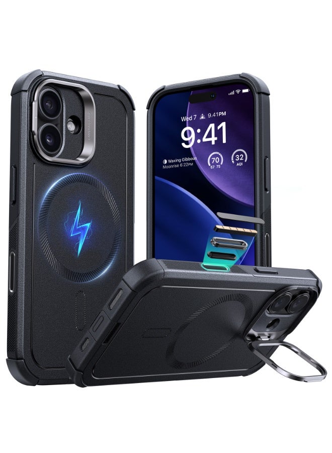 ESR iPhone 17 HaloLock Cyber Tough Case with Stand – MagSafe Compatible Heavy-Duty Cover with Camera Control Button 7x Military-Grade Drop Protection Shock-Absorbing Corners And 3-Layer Design - Black - Image 1