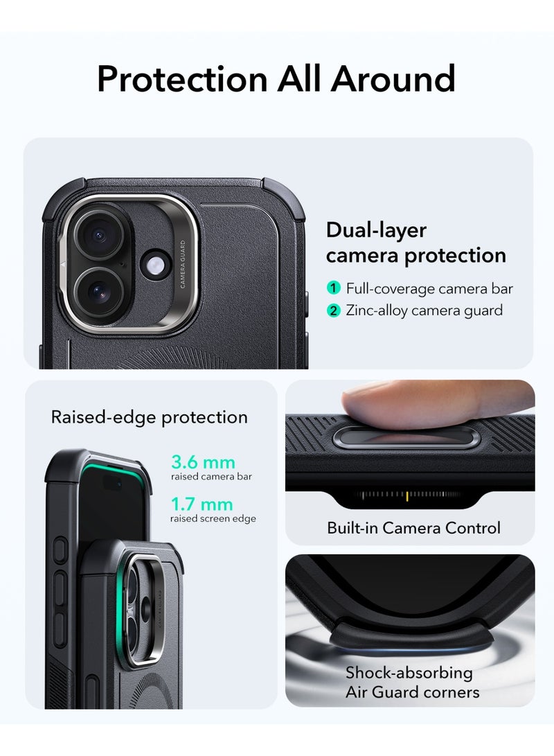 ESR iPhone 17 HaloLock Cyber Tough Case with Stand – MagSafe Compatible Heavy-Duty Cover with Camera Control Button 7x Military-Grade Drop Protection Shock-Absorbing Corners And 3-Layer Design - Black - Image 3