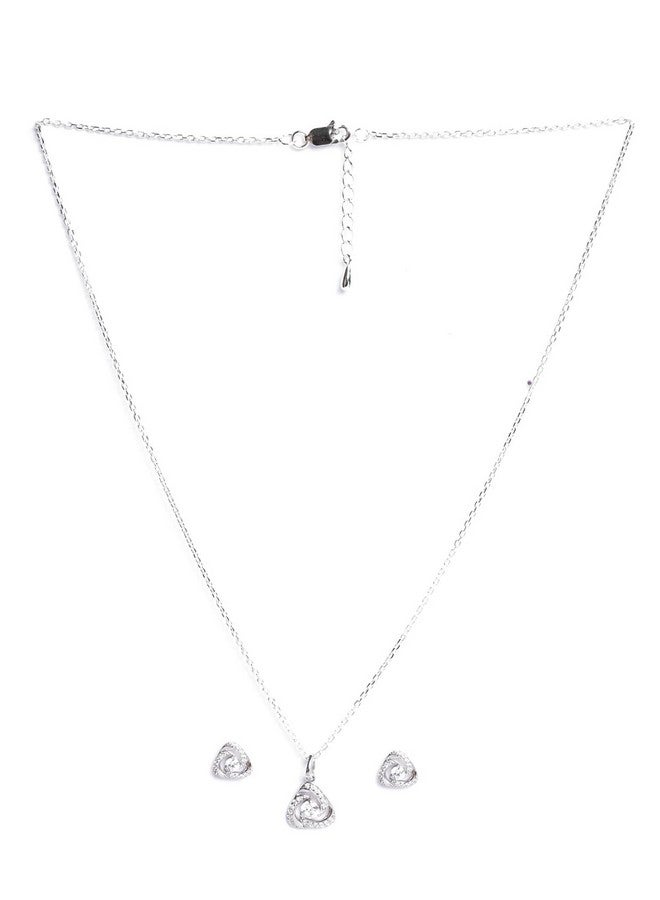 Clara 925 Sterling Silver Bianca Solitaire Pendant Earrings Chain Necklace Jewellery Set | Platinum Plated, Swiss Zirconia | Gift for Women and Girls - Image 4