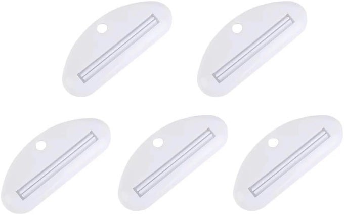 5PCS WHITE PLASTIC TOOTHPASTE SQUEEZER,TOOTHPASTE TUBE SQUEEZER DISPENSER,TOOTHPASTE CLIPS FOR SAVING TOOTHPASTE,KID FRIENDLY, SIMPLE AND PRACTICAL, AIDS AND ACCESSORIES
