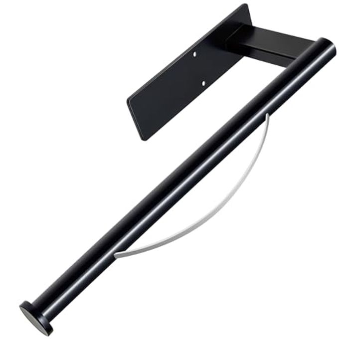 Paper Towel Holder Under Cabinet, Single Hand Operable Tearing Off Paper Towels with Damping Effect, Both Available in Adhesive and Screws, Stainless Steel (Black)