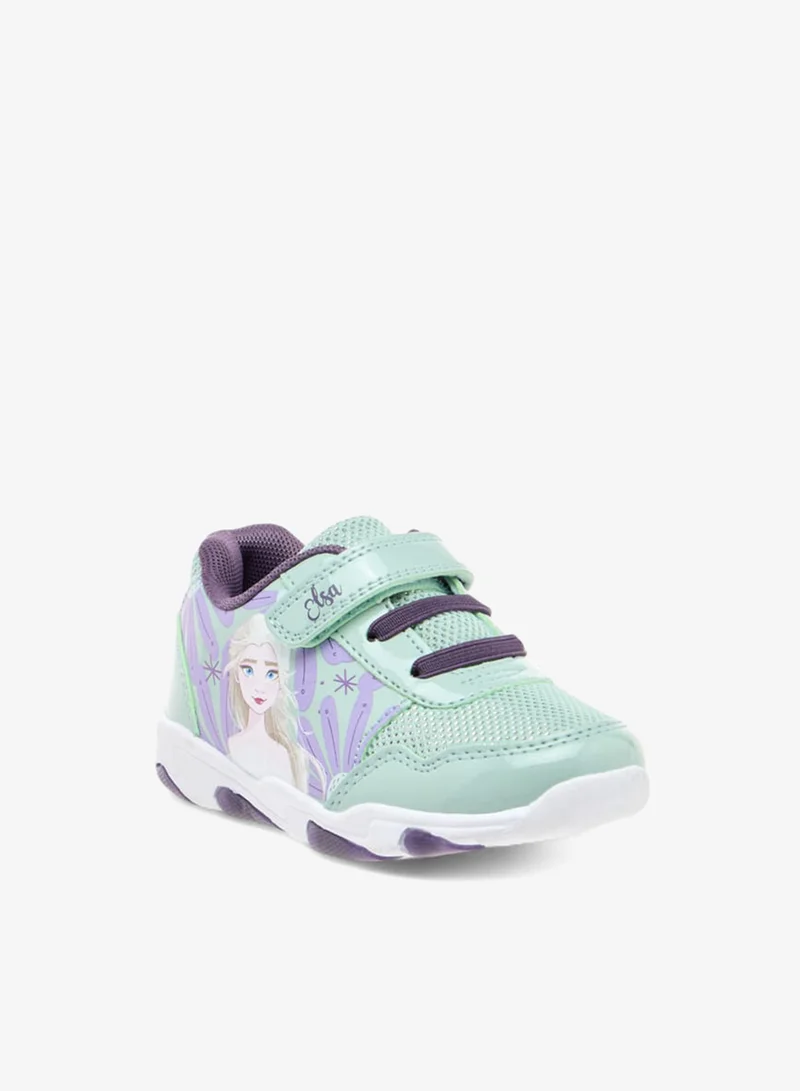 Disney Girls Frozen Print Sneakers With Hook And Loop Closure