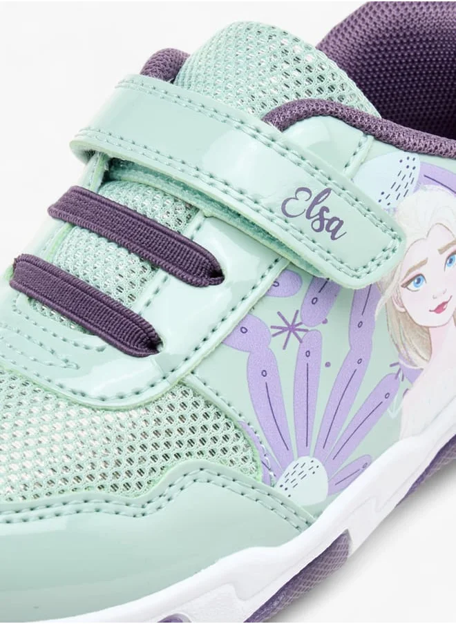 Disney Girls Frozen Print Sneakers With Hook And Loop Closure
