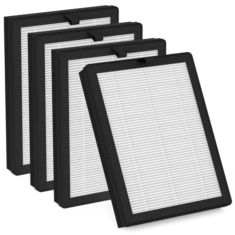 XBWW 4 Packs ClearAirA5 Replacement Filter Compatible with Vewior ClearAirA5 A5 Air Cleaner Purifier 3in1 Filter of Premium Filters Activated Carbon Filters and Nylon PreFilter